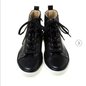 Hermes Black Leather High Top Sneakers